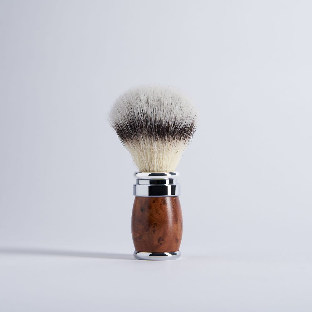 Set de 3 piezas Madera de Tuya Fibra "Blanco Alta Montaña" Rastrillo Mach3 Acabado Cromo