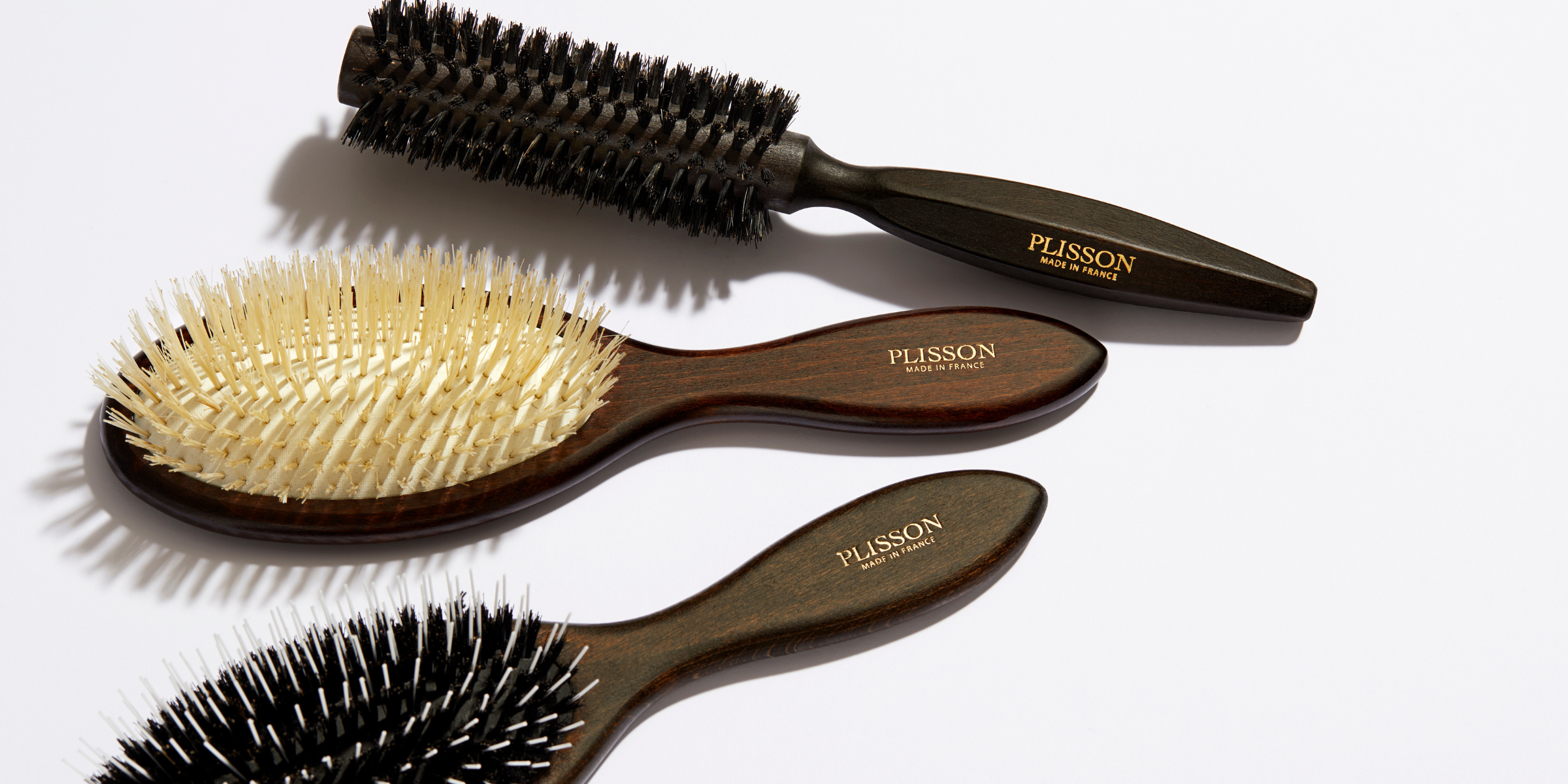 Soie blanche ou poils de sanglier : brosse à cheveux Plisson