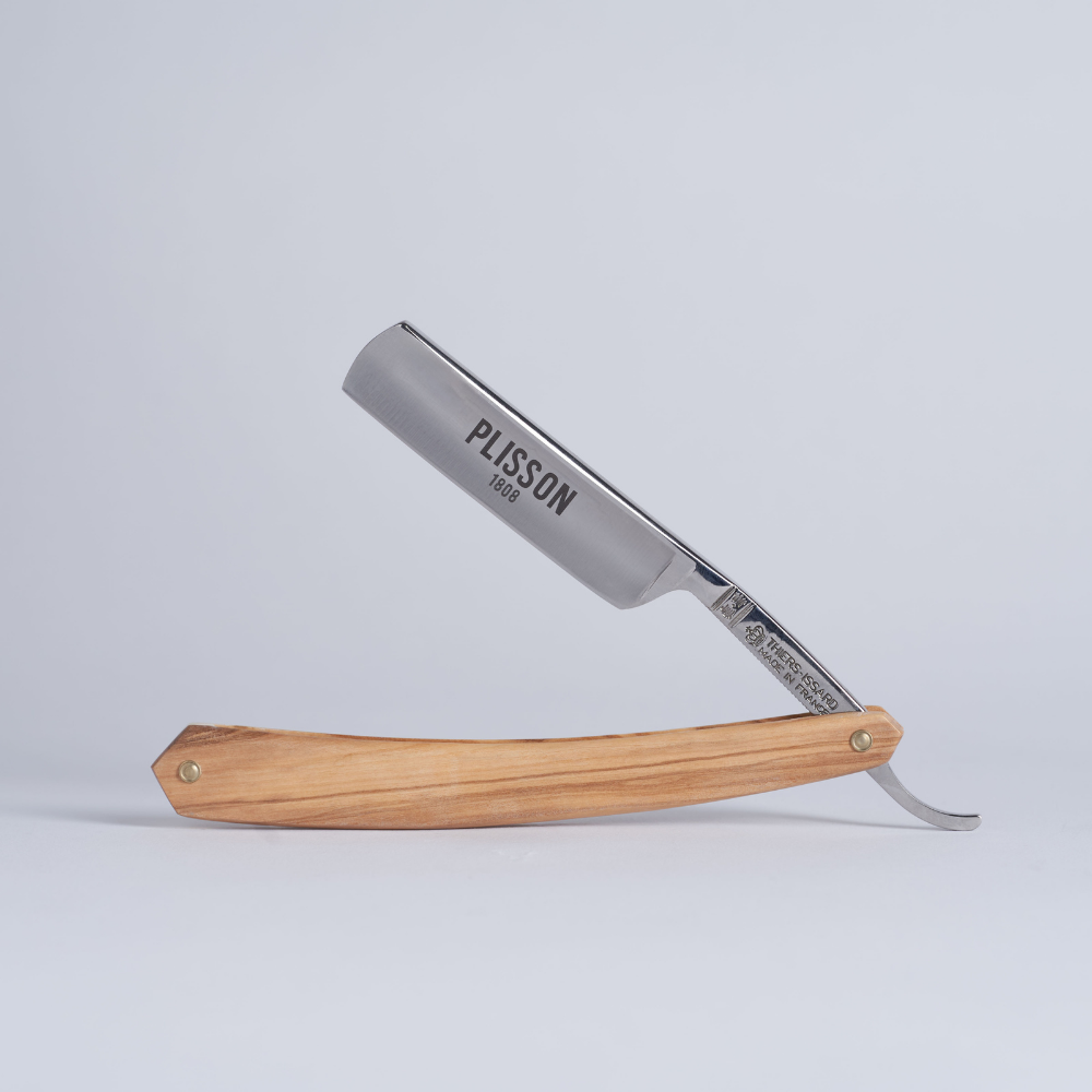 Navaja de afeitar de madera de olivo
