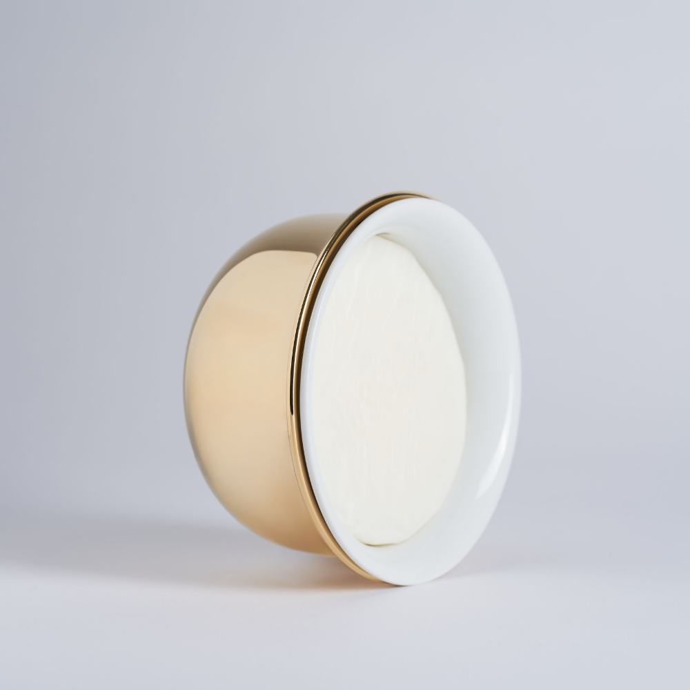 Bol para afeitar Plisson en oro y porcelana