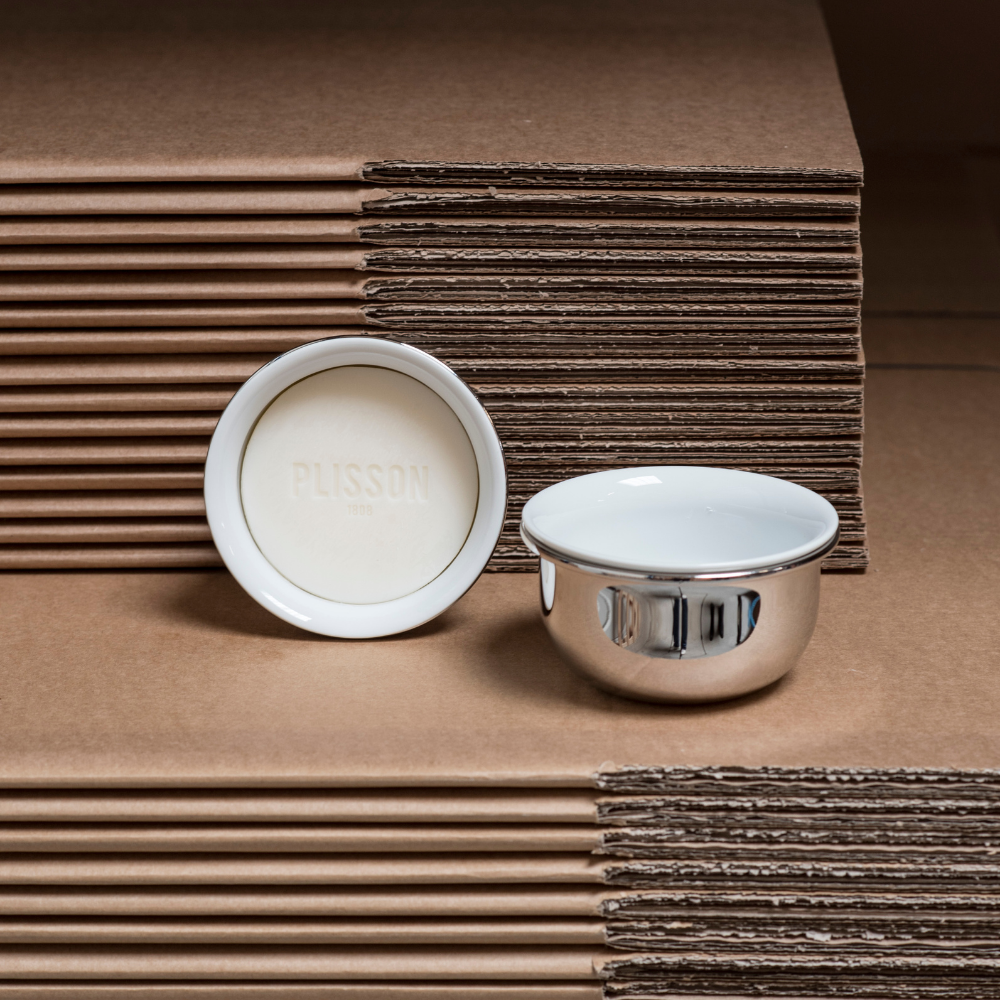Bol de Afeitar de Porcelana de Limoges y Acabado Paladio